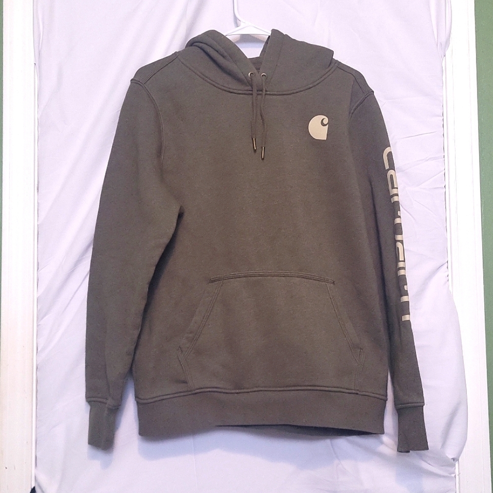 Carhartt Women’s Relaxed Fit Logo Sleeve Sweatshirt Size L Green